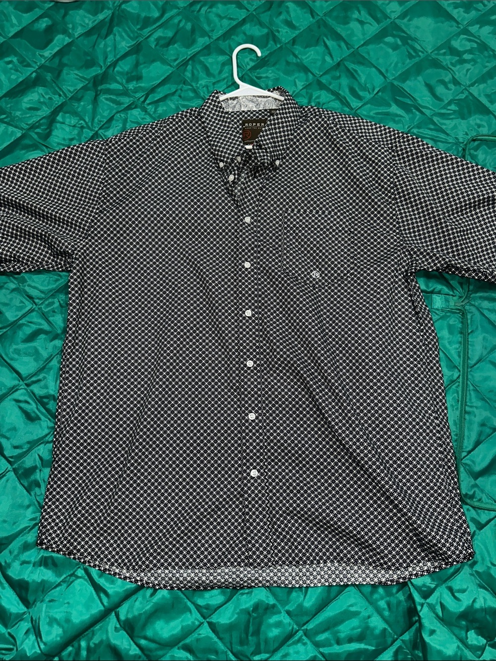 Roper Black and White Micro-Pattern Button-Down Shirt